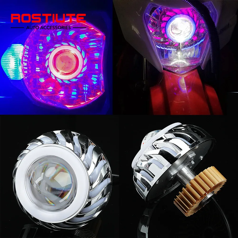 High/Low Beam Double Angel Eye - đánh giá và giá Universal Motorcycle Led Headlight Projector
